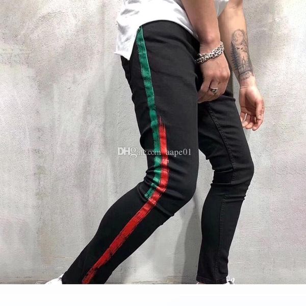 new mens jeans mens stylist skinny ripped yellow red stripes pants mens stretch slim biker jeans casual hip hop trousers, Blue
new mens jeans mens stylist skinny ripped yellow red stripes pants mens stretch slim biker jeans casual hip hop trousers, Blue