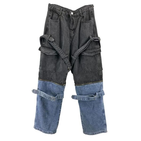 hip hop patchwork zipper detachable functional jeans men 2020 street casual mens straight multiple pockets denim trousers w1078, Blue
hip hop patchwork zipper detachable functional jeans men 2020 street casual mens straight multiple pockets denim trousers w1078, Blue