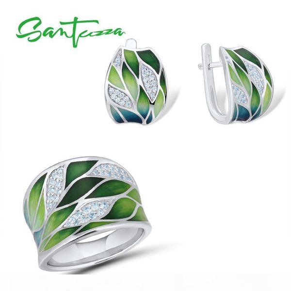 santuzza 925 silver jewelry set for women green bamboo leaves dazzling cz earrings ring set elegant fine jewelry handmade enamel cx200623, Slivery;golden
santuzza 925 silver jewelry set for women green bamboo leaves dazzling cz earrings ring set elegant fine jewelry handmade enamel cx200623, Slivery;golden