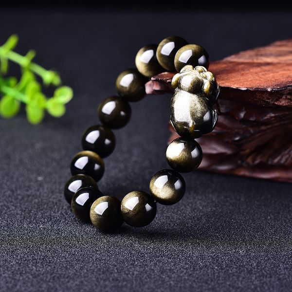 drop shipping 2020 women's bracelets bangles natural gold obsidian zodiac pig lucky pig bracelets gift for men fashion jewelry, Black 
drop shipping 2020 women's bracelets bangles natural gold obsidian zodiac pig lucky pig bracelets gift for men fashion jewelry, Black