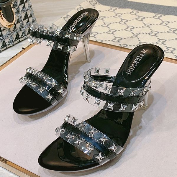 rivet transparent roman shoes sandals everyday women high heel sandals ladies nightclub crystal design slippers, Black
rivet transparent roman shoes sandals everyday women high heel sandals ladies nightclub crystal design slippers, Black