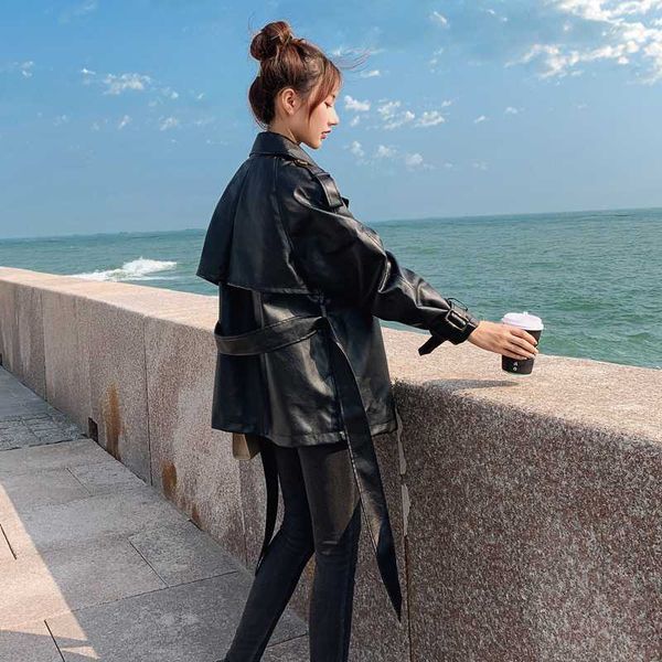 fashion brand new women's short trench coat pu leather coat belted with storm flaps spring autumn outerwear clothes black, Tan;black
fashion brand new women's short trench coat pu leather coat belted with storm flaps spring autumn outerwear clothes black, Tan;black