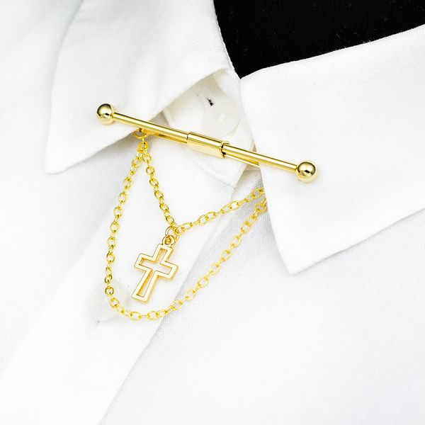 new french style originally designed cross fringed chain collar pin clip men's shirt lapel pins tassel safety brooch accessories, Gray
new french style originally designed cross fringed chain collar pin clip men's shirt lapel pins tassel safety brooch accessories, Gray