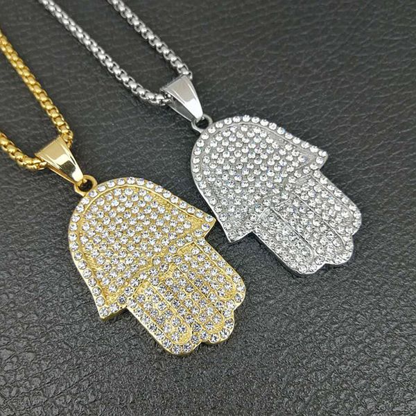 pendant necklaces hip hop rhinestones paved bling iced out stainless steel fatima hand pendants for men jewelry drop, Silver
pendant necklaces hip hop rhinestones paved bling iced out stainless steel fatima hand pendants for men jewelry drop, Silver