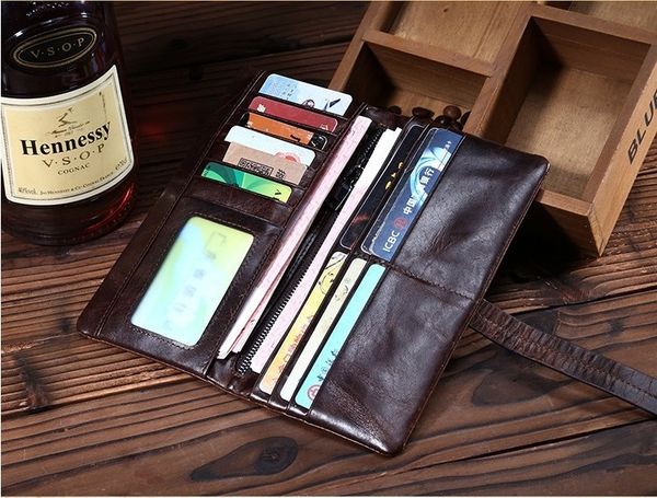 fashion leather wallets large capacity vintage credit card dark brown brand new leather wallet for men, Black
fashion leather wallets large capacity vintage credit card dark brown brand new leather wallet for men, Black