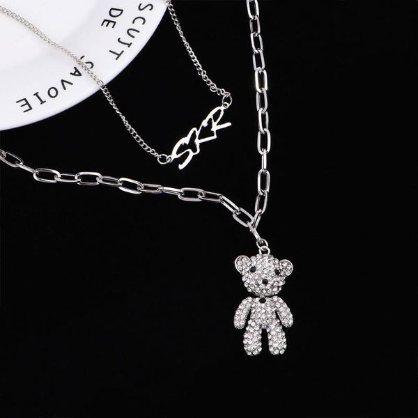 fashion women necklace cute bear letter pendant necklace chic men women double layer necklaces temperament jewelry gifts, Silver
fashion women necklace cute bear letter pendant necklace chic men women double layer necklaces temperament jewelry gifts, Silver
