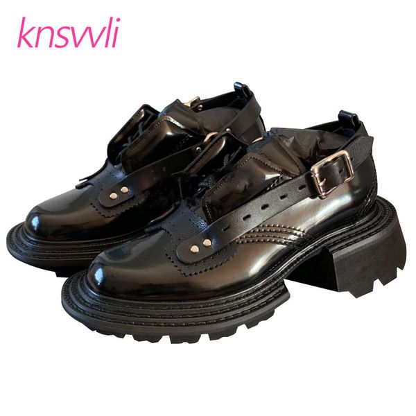 genuine leather derby shoes women round toe lace up thick sole platform shoes belt buckle british casual flat brand woman, Black
genuine leather derby shoes women round toe lace up thick sole platform shoes belt buckle british casual flat brand woman, Black