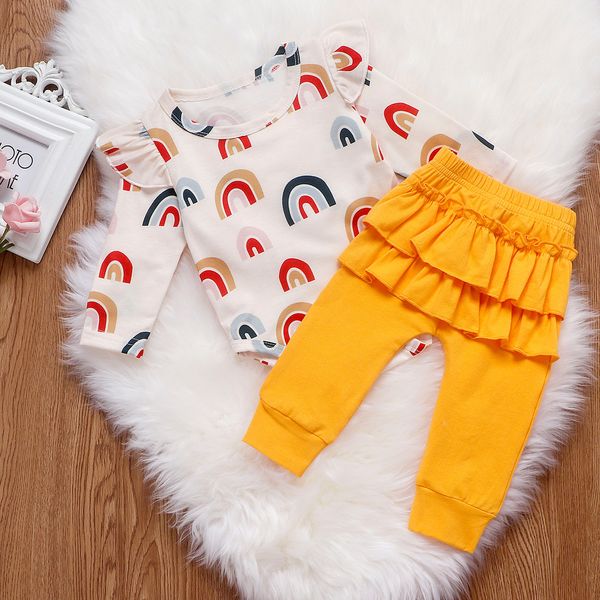 2pcs newborn girls ruffles clothes rainbow romper bodysuit long pants trousers kids baby boy clothing outfit set y200807, White
2pcs newborn girls ruffles clothes rainbow romper bodysuit long pants trousers kids baby boy clothing outfit set y200807, White