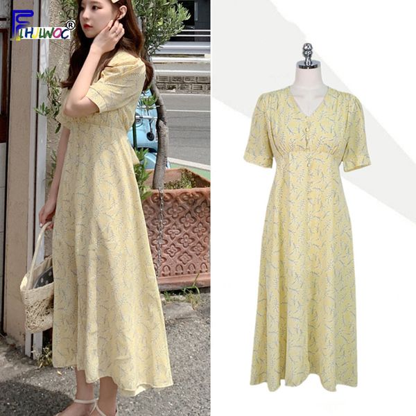 a line dresses summer woman holiday date cute sweet korean style design clothes button v neck yellow chiffon dress long, Black;gray
a line dresses summer woman holiday date cute sweet korean style design clothes button v neck yellow chiffon dress long, Black;gray