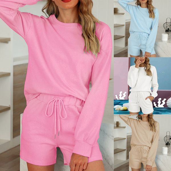 women's solid color comfortable long sleeve shorts pajamas two piece set pure cotton homewear, Gray
women's solid color comfortable long sleeve shorts pajamas two piece set pure cotton homewear, Gray