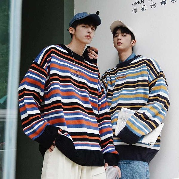 autumn winter warm striped sweaters men 2020 korean casual long sleeve knitted pullovers men loose sweater, White;black
autumn winter warm striped sweaters men 2020 korean casual long sleeve knitted pullovers men loose sweater, White;black