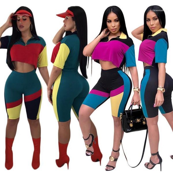 slim shorts summer fashion nigh club womens sets women patchwork tracksuits zipper lapel neck short sleeve t shirts and, Gray
slim shorts summer fashion nigh club womens sets women patchwork tracksuits zipper lapel neck short sleeve t shirts and, Gray