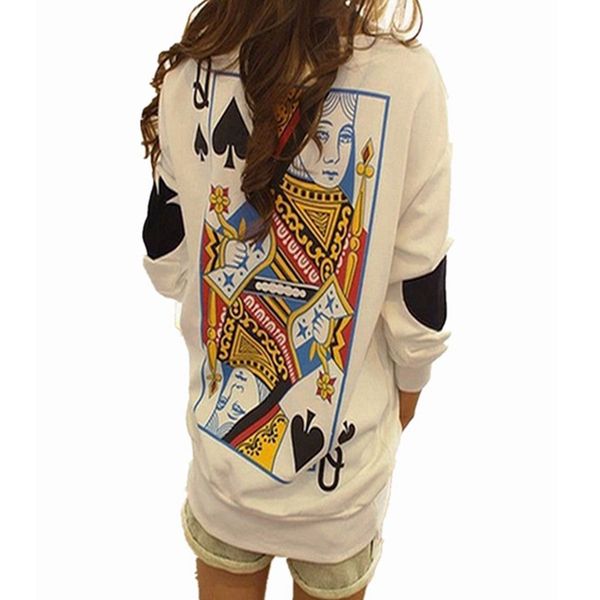 2015 autumn women printed personality funny poker loose casual sweatshirt long sleeve o neck white hoodies stylish pullover fg1511, Black
2015 autumn women printed personality funny poker loose casual sweatshirt long sleeve o neck white hoodies stylish pullover fg1511, Black