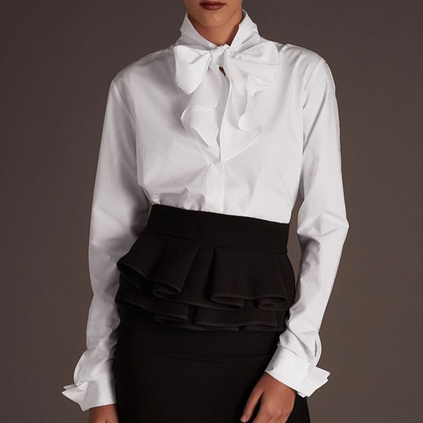 vonda women long sleeve blouse casual solid color buttons blouse style bowknot shirts blusas femininas plus size, White
vonda women long sleeve blouse casual solid color buttons blouse style bowknot shirts blusas femininas plus size, White