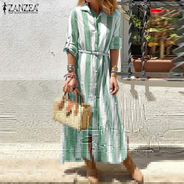 casual dresses zanzea 2021 bohmeian striped shirt dress women's summer sundress female long sleeve maxi vestidos plus size tunic robe f, Black;gray
casual dresses zanzea 2021 bohmeian striped shirt dress women's summer sundress female long sleeve maxi vestidos plus size tunic robe f, Black;gray