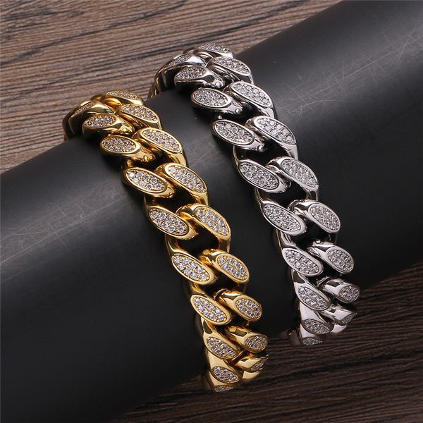 15mm 8/9inch gold plated sparkling ice out cz cuban bracelets chains for men women hiphop jewelry gift, Black
15mm 8/9inch gold plated sparkling ice out cz cuban bracelets chains for men women hiphop jewelry gift, Black