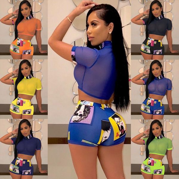 2pcs women summer short sleeve turtleneck crop shorts set ladies evening bodycon outfit club sets, Gray
2pcs women summer short sleeve turtleneck crop shorts set ladies evening bodycon outfit club sets, Gray