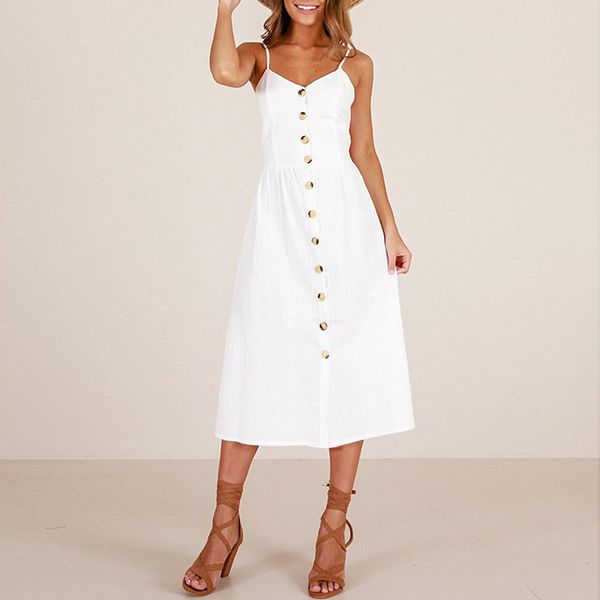 button womens beach dresses summer spaghetti strap solid color loose vacation sell women designer dress, Black;gray
button womens beach dresses summer spaghetti strap solid color loose vacation sell women designer dress, Black;gray