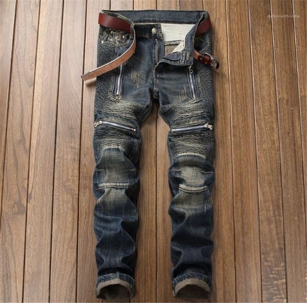 style straight male pants fashion stretchy with zipper mens clothing casual mens designer jeans gradient stress, Blue
style straight male pants fashion stretchy with zipper mens clothing casual mens designer jeans gradient stress, Blue
