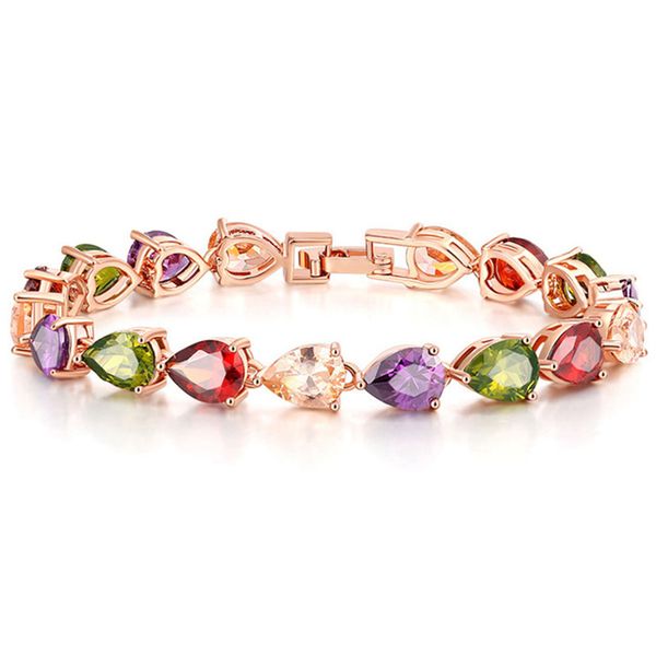 fashion woman inlaid color zircon crystal bracelet copper golden silvery water drops heart chain bracelet jewelry gift, Black
fashion woman inlaid color zircon crystal bracelet copper golden silvery water drops heart chain bracelet jewelry gift, Black
