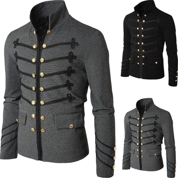retro men parade jacket gothic army coat steampunk tunic rock frock uniform male vintage punk outwear cosplay costume, Black;brown
retro men parade jacket gothic army coat steampunk tunic rock frock uniform male vintage punk outwear cosplay costume, Black;brown