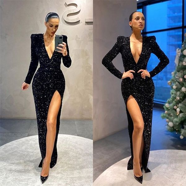 sparking bling sequins evening dress high v-neck side-split formal prom dress custom made long sleeves sweep train runway fashion dress, Black;red
sparking bling sequins evening dress high v-neck side-split formal prom dress custom made long sleeves sweep train runway fashion dress, Black;red