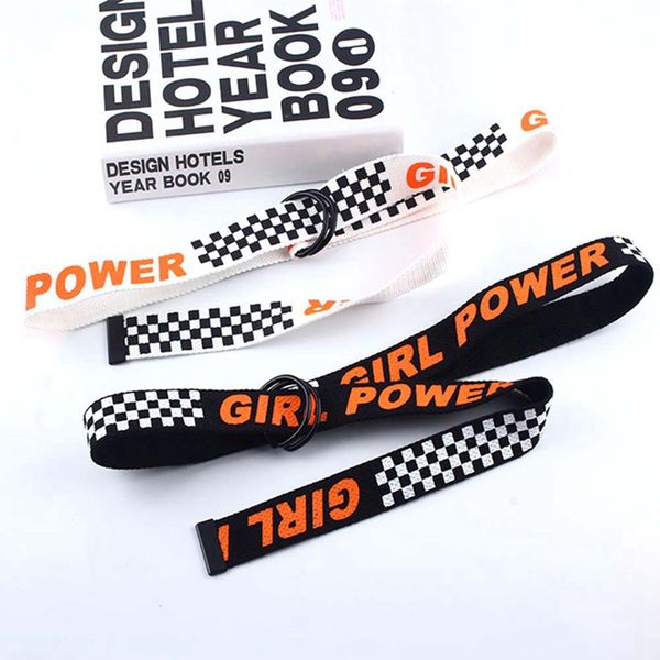 women harajuku belt red letter printed fashion double d ring canvas strap female long belts for jeans, Black;brown
women harajuku belt red letter printed fashion double d ring canvas strap female long belts for jeans, Black;brown