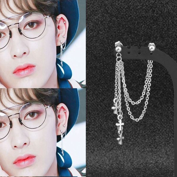 stud punk ear clip cuff earrings crosses tassel long chain stainless steel rock earring for men women grunge accessories, Golden;silver
stud punk ear clip cuff earrings crosses tassel long chain stainless steel rock earring for men women grunge accessories, Golden;silver