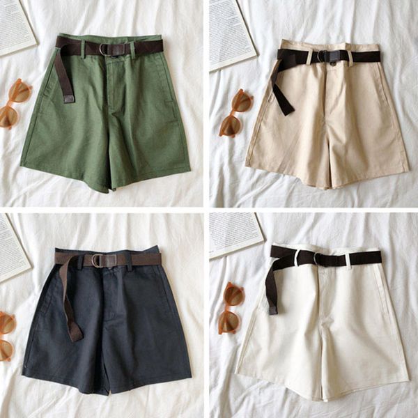 casual wide leg shorts women's spring summer korean version simple style high waist versatile work clothes shorts with belt, White;black
casual wide leg shorts women's spring summer korean version simple style high waist versatile work clothes shorts with belt, White;black