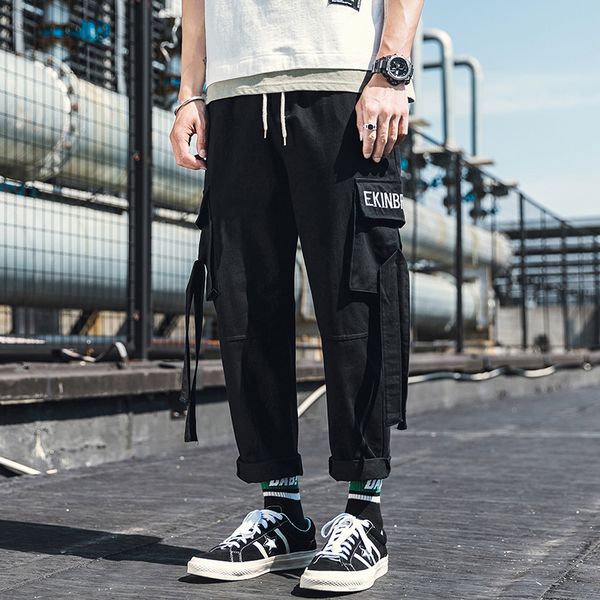 2020 new japanese overalls men's harem pants ribbon men's casual pants sports straight pants men, Black 
2020 new japanese overalls men's harem pants ribbon men's casual pants sports straight pants men, Black