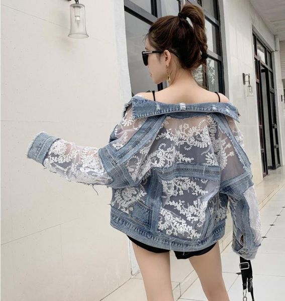 2020 new summer long sleeve large size jeans jackets women's coat loose lace stitching perspective jacket ladies denim coat, Black;brown
2020 new summer long sleeve large size jeans jackets women's coat loose lace stitching perspective jacket ladies denim coat, Black;brown