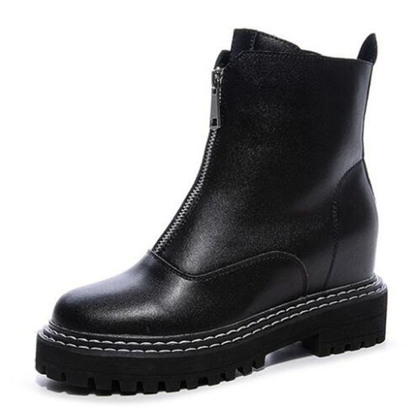 new front zipper autumn winter boots thick-soled increase within high heel boots fashion wild genuine leather women, Black
new front zipper autumn winter boots thick-soled increase within high heel boots fashion wild genuine leather women, Black