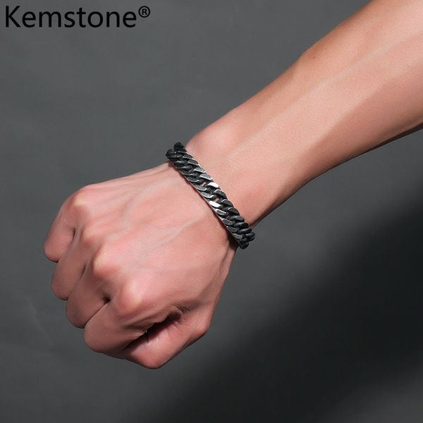 link, chain kemstone retro stainless steel link bracelet male's jewelry gift for men, Black
link, chain kemstone retro stainless steel link bracelet male's jewelry gift for men, Black