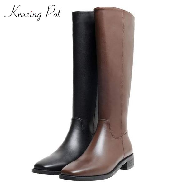 krazing pot genuine leather zipper knee high riding boots square toe stovepipe low heels gladiator retro thigh-high boots l02, Black
krazing pot genuine leather zipper knee high riding boots square toe stovepipe low heels gladiator retro thigh-high boots l02, Black