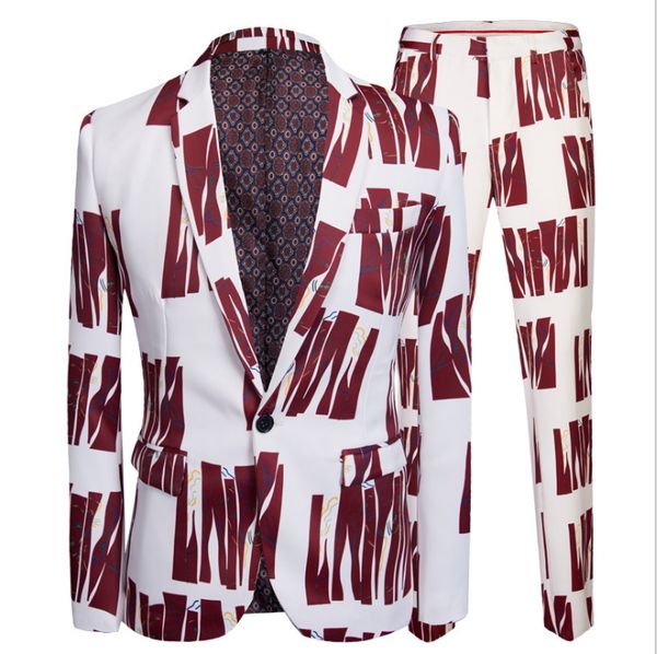 men's casual suit slimming suit british style printed with trousers blazer casual fashion blazer printed men, White;black
men's casual suit slimming suit british style printed with trousers blazer casual fashion blazer printed men, White;black
