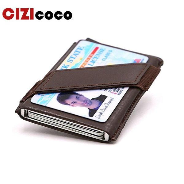 card holders men and women holder genuine leather vintage mini safe aluminum antimagnetic purse case, Brown;gray
card holders men and women holder genuine leather vintage mini safe aluminum antimagnetic purse case, Brown;gray