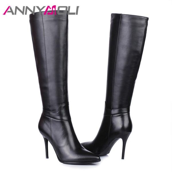 boots annymoli winter knee high women natural genuine leather thin heel tall zip super shoes ladies size 33-43, Black
boots annymoli winter knee high women natural genuine leather thin heel tall zip super shoes ladies size 33-43, Black