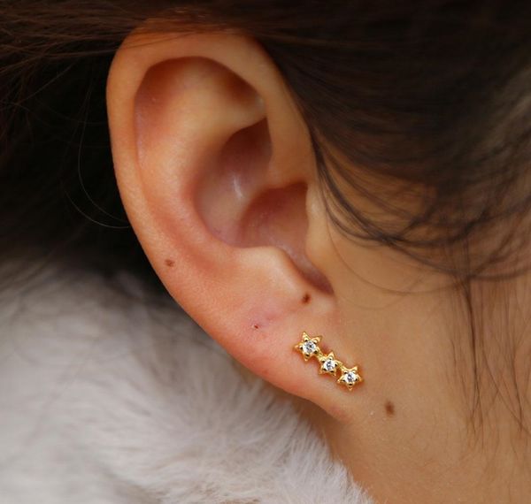 triple tiny star stud earring for girl 925 sterling silver minimal delicate01, Golden;silver
triple tiny star stud earring for girl 925 sterling silver minimal delicate01, Golden;silver