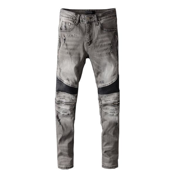 men's jeans mens high street ripped pants patchwork grey denim trousers for male hip hop streetwear, Blue
men's jeans mens high street ripped pants patchwork grey denim trousers for male hip hop streetwear, Blue