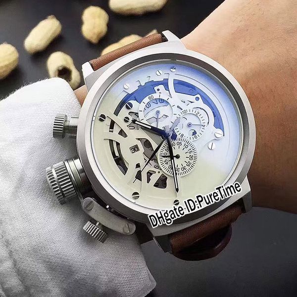 New U-51 U51 Chimera Bronze 7474 Steel Case White Skeleton Dial Miyota Quartz Chronograph Mens Watch Stopwatch Brown Leather Watches UB55a1
New U-51 U51 Chimera Bronze 7474 Steel Case White Skeleton Dial Miyota Quartz Chronograph Mens Watch Stopwatch Brown Leather Watches UB55a1