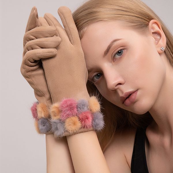 winter women suede fabric touch screen plus velvet inside gloves thicken hairball elegant female warm thin section soft gloves, Blue;gray
winter women suede fabric touch screen plus velvet inside gloves thicken hairball elegant female warm thin section soft gloves, Blue;gray