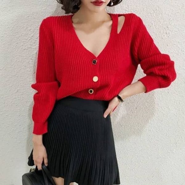 korean dongdaemun women's autumn new v-neck single-breasted loose hole fashion all-match cardigan for women korean dongdaemun women, White;black
korean dongdaemun women's autumn new v-neck single-breasted loose hole fashion all-match cardigan for women korean dongdaemun women, White;black