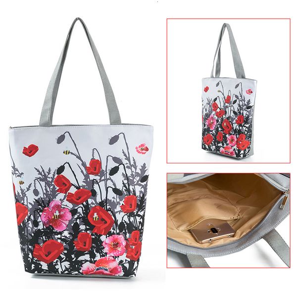 floral printed tote handbag female large capacity canvas shoulder bag summer beach bag fa$3 women bag