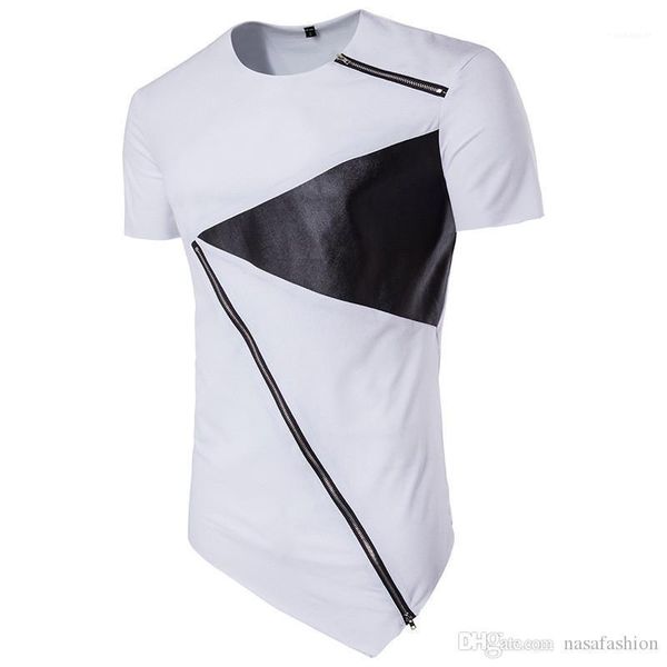 with zipper summer mens designer tshirts fashion mens panelled tees casual loose male, White;black
with zipper summer mens designer tshirts fashion mens panelled tees casual loose male, White;black