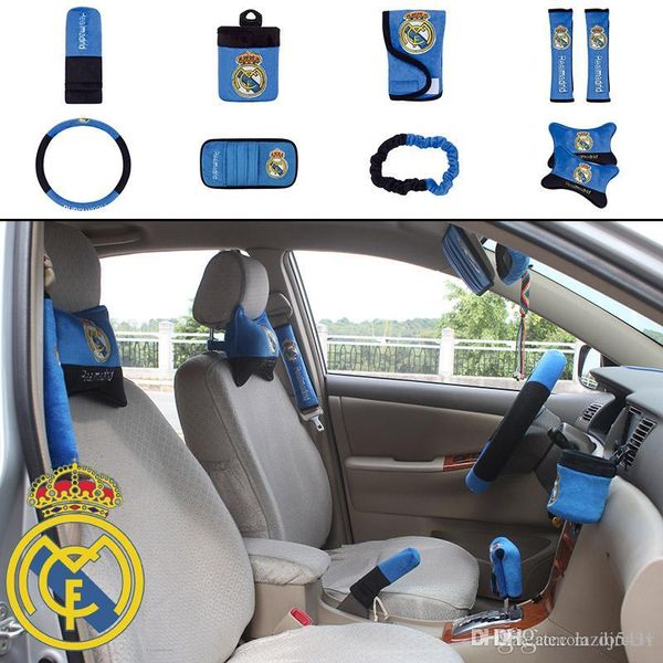 10pcs/unit auto accessories la liga real madrid car upholstery steering wheel cover pillow car covers set universal automotive interior
10pcs/unit auto accessories la liga real madrid car upholstery steering wheel cover pillow car covers set universal automotive interior