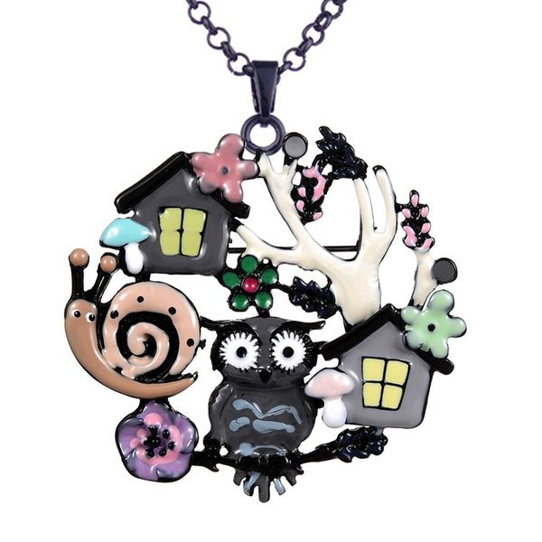 women necklace animal owl necklaces cute snail tree house pendants charm black enamel chain choker necklace girls gift, Silver
women necklace animal owl necklaces cute snail tree house pendants charm black enamel chain choker necklace girls gift, Silver