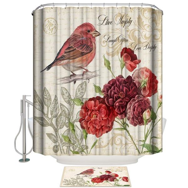 Bathroom Shower Curtain Bird Rose Flower Retro Shower Curtains Home Bathroom Decoration Curtain Doormat Set
Bathroom Shower Curtain Bird Rose Flower Retro Shower Curtains Home Bathroom Decoration Curtain Doormat Set
