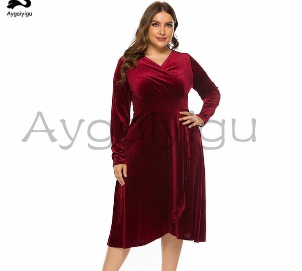 aygaiyigu plus size women velvet dress large big size ladies mid-calf asymmetric dresses fashion v-neck long sleeve warm clothes, Black;gray
aygaiyigu plus size women velvet dress large big size ladies mid-calf asymmetric dresses fashion v-neck long sleeve warm clothes, Black;gray