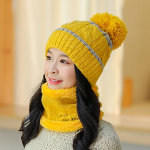 women 2 piece knitted sets winter striped twill ribbed beanie pom poms ear protection fleece neck warmers scarves korean fashion, Blue;gray
women 2 piece knitted sets winter striped twill ribbed beanie pom poms ear protection fleece neck warmers scarves korean fashion, Blue;gray