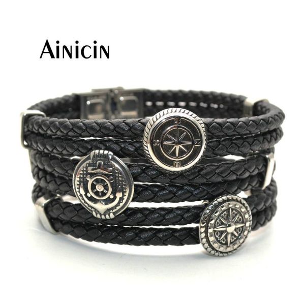 tennis 1pc genuine black leather wristband men's bracelets stainless steel compass anchor star class bangles jewelry gift, Golden;silver
tennis 1pc genuine black leather wristband men's bracelets stainless steel compass anchor star class bangles jewelry gift, Golden;silver